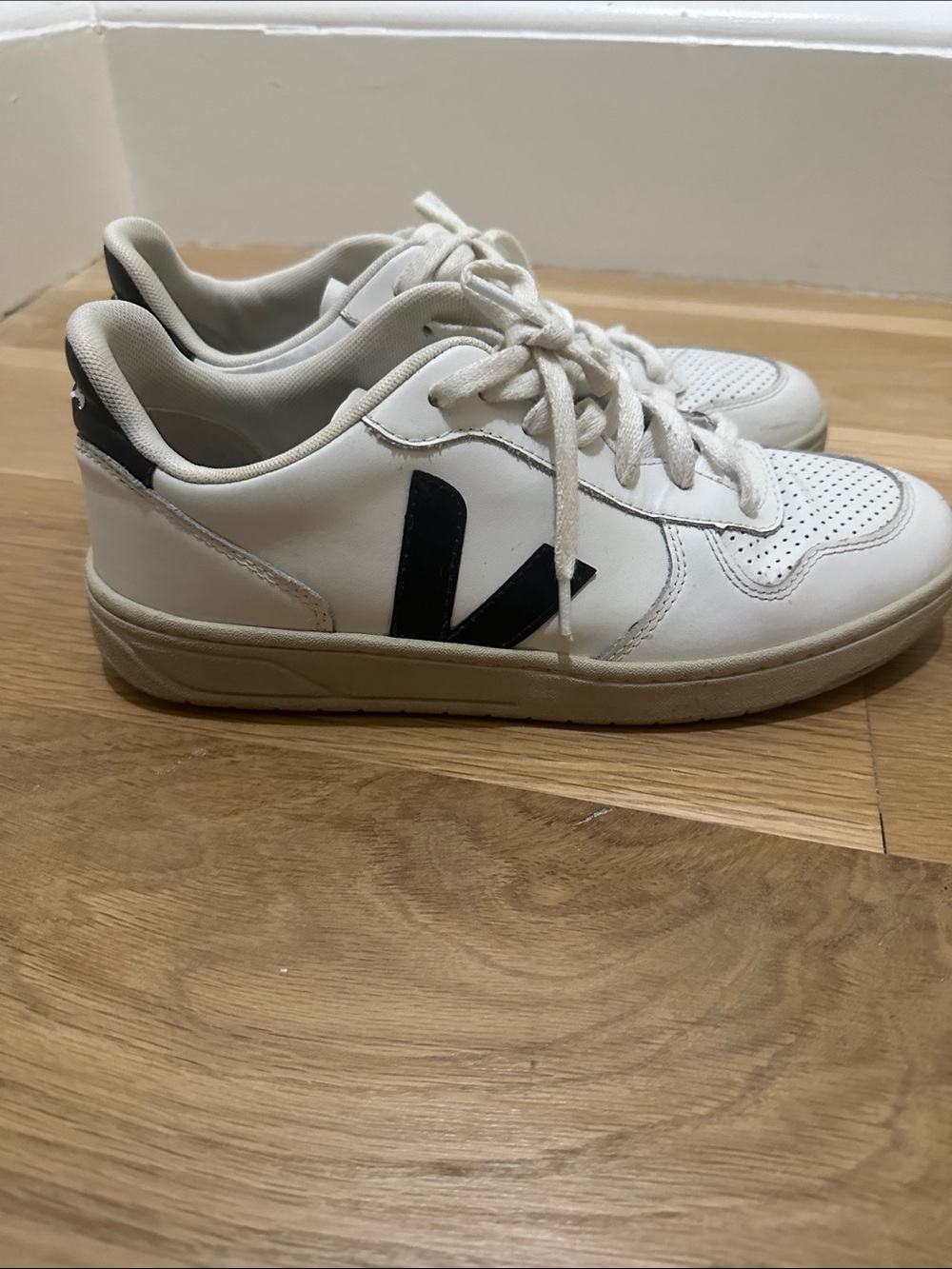 Veja White Sneakers with Black V Logo - women’s Low-Top Trainers